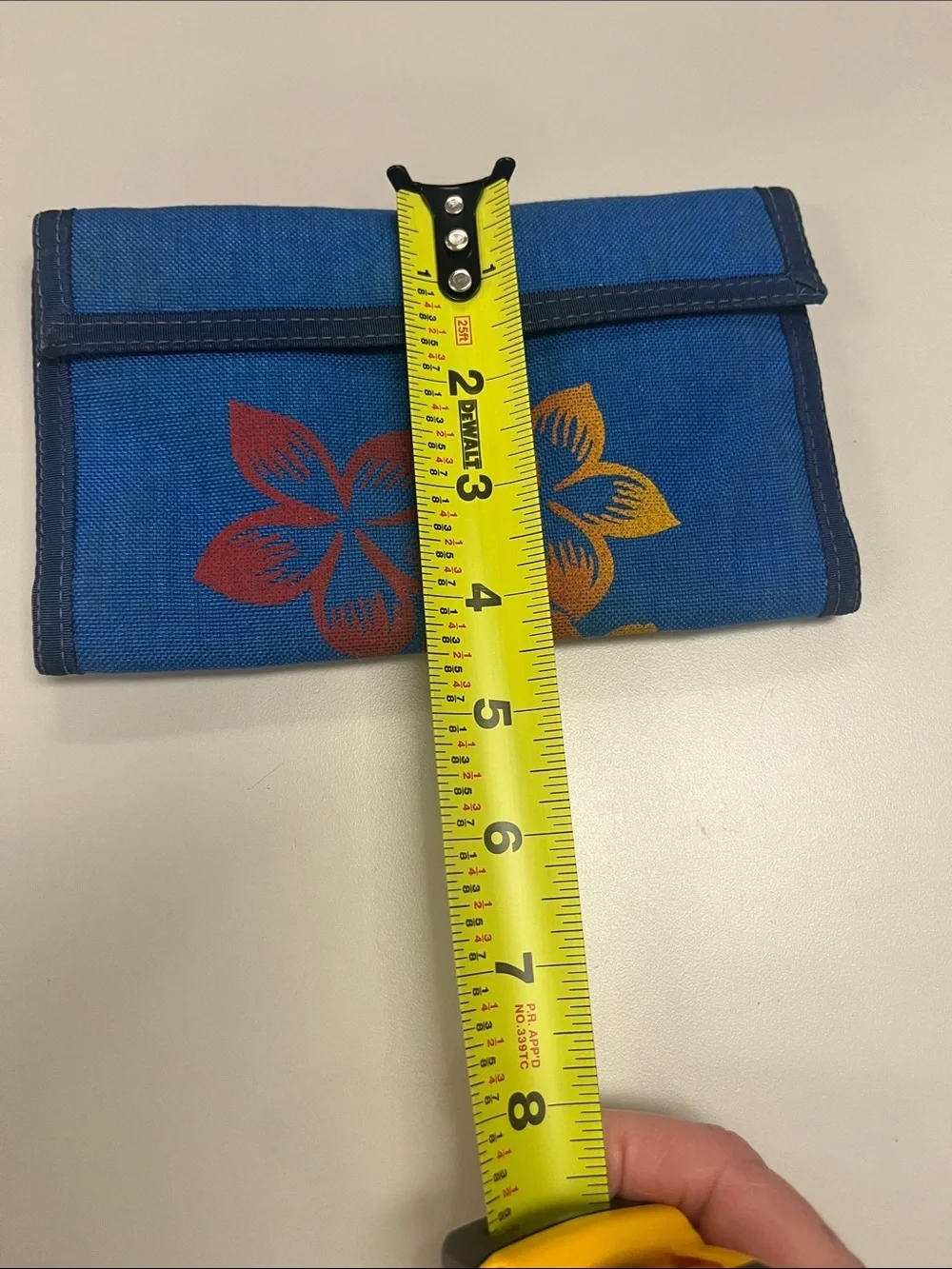 Rainbow Blue Floral Wallet with Red and Yellow Accents